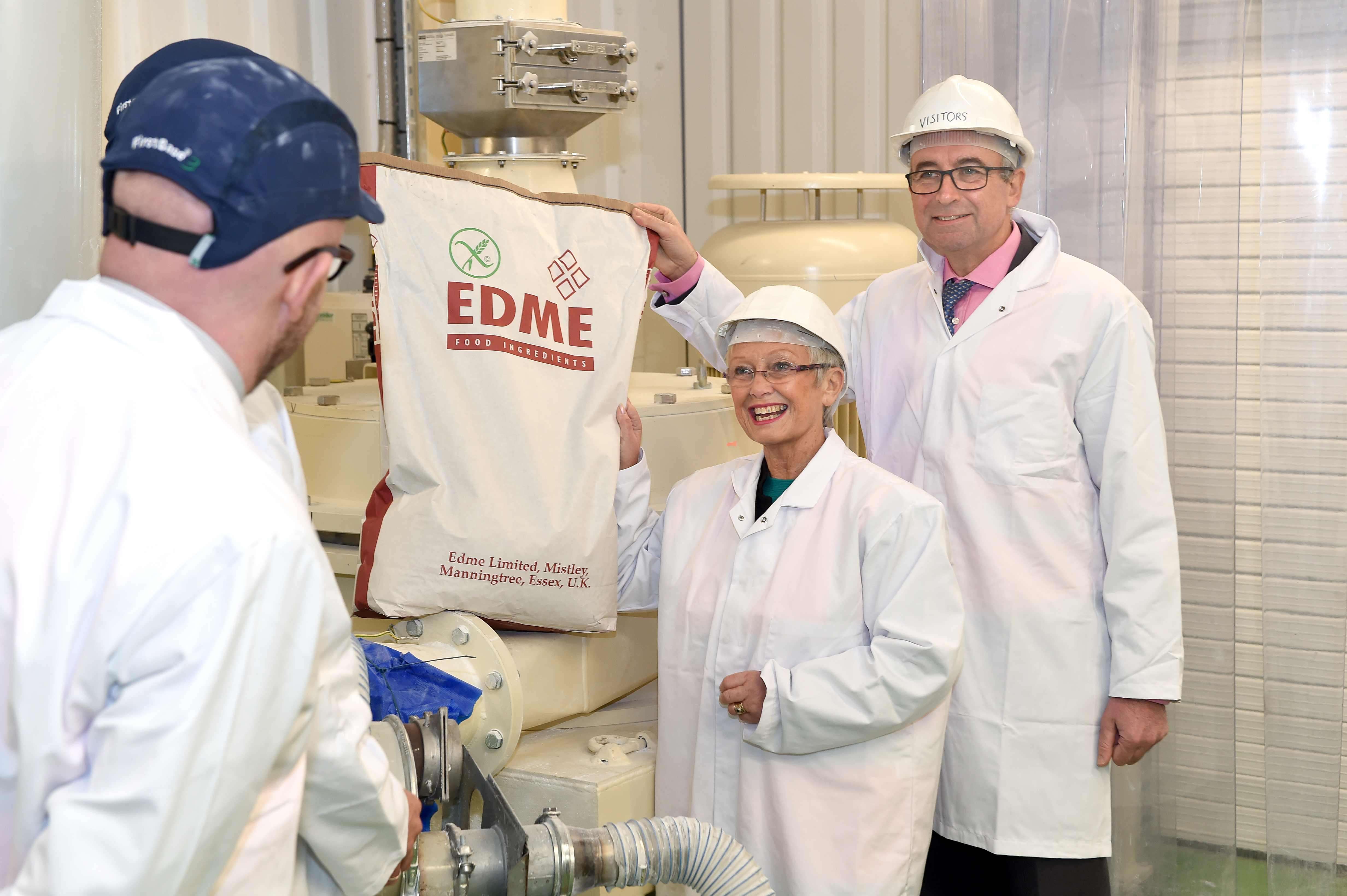 Coeliac UK's Beryl Whittingham Harwich with North Essex MP Bernard Jenkin at the EDME Gluten-free mill launch in 2015 picture by Warren Page